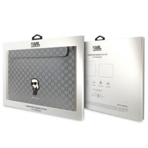 Karl Lagerfeld Dėklas kompiuteriui KLCS14SAKHPKG 14" sidabro spalvos Saffiano Monogram Ikonik - Image 4