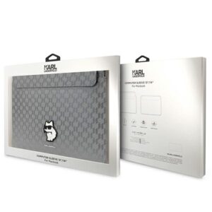 Karl Lagerfeld Dėklas kompiuteriui KLCS14SAKHPCG 14" sidabro spalvos Saffiano Monogram Choupette - Image 4