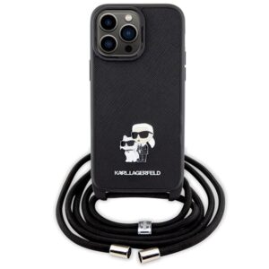 Karl Lagerfeld KLHCP14XSAKCPSK Apple iPhone 14 Pro Max 6.7" kietas dėklas juodos spalvos Crossbody Saffiano Metal - Image 2