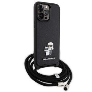 Karl Lagerfeld KLHCP14XSAKCPSK Apple iPhone 14 Pro Max 6.7" kietas dėklas juodos spalvos Crossbody Saffiano Metal - Image 3
