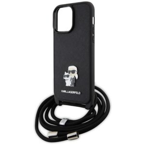 Karl Lagerfeld KLHCP14XSAKCPSK Apple iPhone 14 Pro Max 6.7" kietas dėklas juodos spalvos Crossbody Saffiano Metal - Image 5