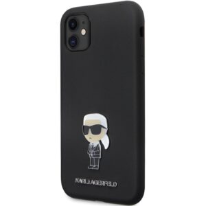 Karl Lagerfeld KLHCN61SMHKNPK Apple iPhone 11/ Xr 6.1" juodos spalvos Silicone Ikonik Metal Pin - Image 2