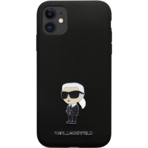 Karl Lagerfeld KLHCN61SMHKNPK Apple iPhone 11/ Xr 6.1" juodos spalvos Silicone Ikonik Metal Pin - Image 3