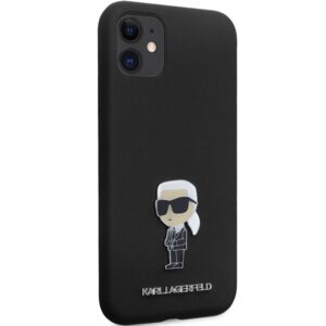 Karl Lagerfeld KLHCN61SMHKNPK Apple iPhone 11/ Xr 6.1" juodos spalvos Silicone Ikonik Metal Pin - Image 4