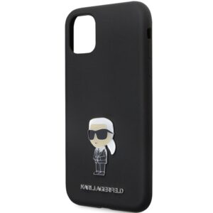 Karl Lagerfeld KLHCN61SMHKNPK Apple iPhone 11/ Xr 6.1" juodos spalvos Silicone Ikonik Metal Pin - Image 6
