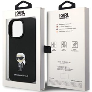 Karl Lagerfeld KLHCP14LSMHKNPK Apple iPhone 14 Pro 6.1" juodos spalvos Silicone Ikonik Metal Pin - Image 8