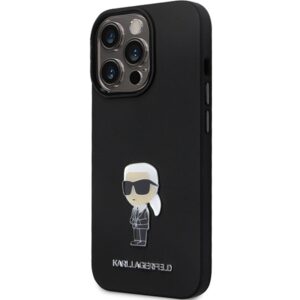 Karl Lagerfeld KLHCP14LSMHKNPK Apple iPhone 14 Pro 6.1" juodos spalvos Silicone Ikonik Metal Pin - Image 2