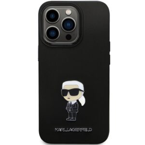 Karl Lagerfeld KLHCP14LSMHKNPK Apple iPhone 14 Pro 6.1" juodos spalvos Silicone Ikonik Metal Pin - Image 3