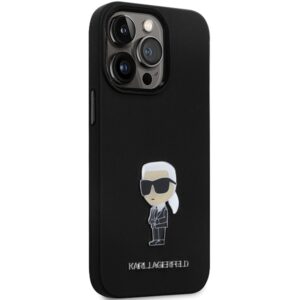 Karl Lagerfeld KLHCP14LSMHKNPK Apple iPhone 14 Pro 6.1" juodos spalvos Silicone Ikonik Metal Pin - Image 4
