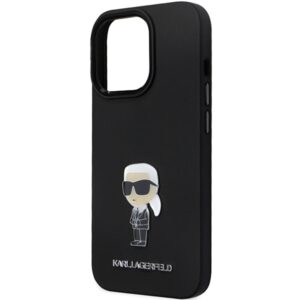 Karl Lagerfeld KLHCP14LSMHKNPK Apple iPhone 14 Pro 6.1" juodos spalvos Silicone Ikonik Metal Pin - Image 6