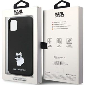 Karl Lagerfeld KLHCN61SMHCNPK Apple iPhone 11/ Xr 6.1" juodos spalvos kietas dėklas Silicone C Metal Pin - Image 8