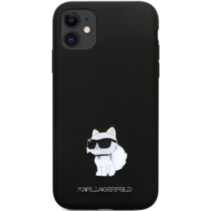 Karl Lagerfeld KLHCN61SMHCNPK Apple iPhone 11/ Xr 6.1" juodos spalvos kietas dėklas Silicone C Metal Pin - Image 3