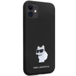 Karl Lagerfeld KLHCN61SMHCNPK Apple iPhone 11/ Xr 6.1" juodos spalvos kietas dėklas Silicone C Metal Pin - Image 4