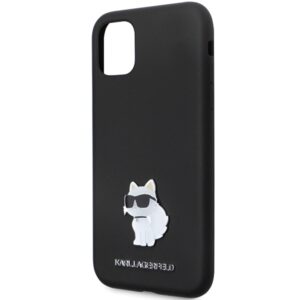 Karl Lagerfeld KLHCN61SMHCNPK Apple iPhone 11/ Xr 6.1" juodos spalvos kietas dėklas Silicone C Metal Pin - Image 6