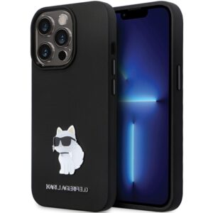 Karl Lagerfeld KLHCP13LSMHCNPK Apple iPhone 13 Pro / 13 6.1" juodos spalvos kietas dėklas Silicone C Metal Pin - Image 1