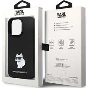 Karl Lagerfeld KLHCP13LSMHCNPK Apple iPhone 13 Pro / 13 6.1" juodos spalvos kietas dėklas Silicone C Metal Pin - Image 8