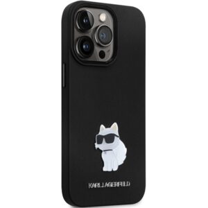 Karl Lagerfeld KLHCP13LSMHCNPK Apple iPhone 13 Pro / 13 6.1" juodos spalvos kietas dėklas Silicone C Metal Pin - Image 4