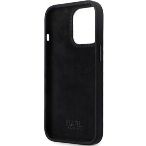 Karl Lagerfeld KLHCP13LSMHCNPK Apple iPhone 13 Pro / 13 6.1" juodos spalvos kietas dėklas Silicone C Metal Pin - Image 7