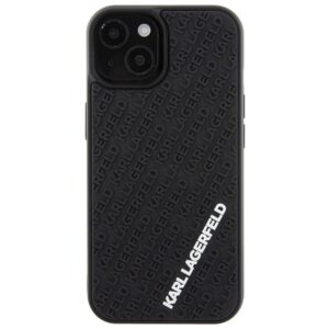Karl Lagerfeld KLHCP15S3DMKRLK Apple iPhone 15/ 14 / 13 6.1" juodos spalvos kietas dėklas 3D Rubber Multi Logo - Image 3