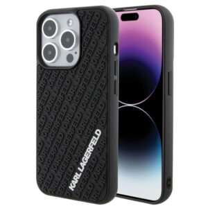 Karl Lagerfeld KLHCP15L3DMKRLK Apple iPhone 15 Pro 6.1" juodos spalvos kietas dėklas 3D Rubber Multi Logo - Image 1