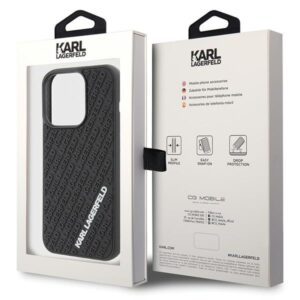 Karl Lagerfeld KLHCP15L3DMKRLK Apple iPhone 15 Pro 6.1" juodos spalvos kietas dėklas 3D Rubber Multi Logo - Image 8