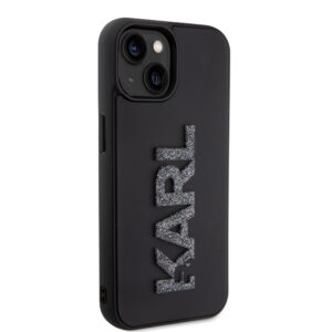 Karl Lagerfeld KLHCP15S3DMBKCK Apple iPhone 15/ 14 / 13 6.1" juodos spalvos kietas dėklas 3D Rubber Glitter Logo - Image 4