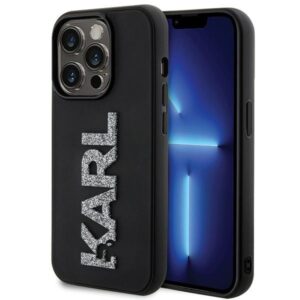 Karl Lagerfeld KLHCP15L3DMBKCK Apple iPhone 15 Pro 6.1" juodos spalvos kietas dėklas 3D Rubber Glitter Logo - Image 1