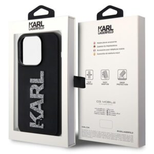 Karl Lagerfeld KLHCP15L3DMBKCK Apple iPhone 15 Pro 6.1" juodos spalvos kietas dėklas 3D Rubber Glitter Logo - Image 8