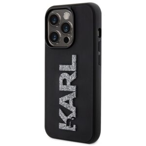 Karl Lagerfeld KLHCP15X3DMBKCK Apple iPhone 15 Pro Max 6.7" juodos spalvos kietas dėklas 3D Rubber Glitter Logo - Image 2