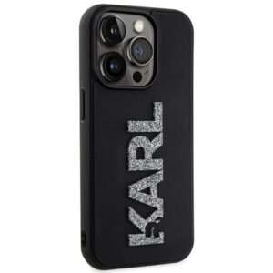 Karl Lagerfeld KLHCP15X3DMBKCK Apple iPhone 15 Pro Max 6.7" juodos spalvos kietas dėklas 3D Rubber Glitter Logo - Image 4