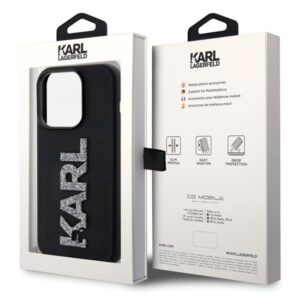 Karl Lagerfeld KLHCP15X3DMBKCK Apple iPhone 15 Pro Max 6.7" juodos spalvos kietas dėklas 3D Rubber Glitter Logo - Image 8