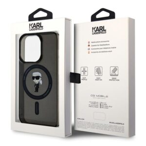 Karl Lagerfeld KLHMP15LHFCKNOK Apple iPhone 15 Pro 6.1" juodos spalvos kietas dėklas IML Ikonik MagSafe - Image 8