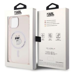 Karl Lagerfeld KLHMP15SHFCCNOP Apple iPhone 15/ 14 / 13 6.1" rožinės spalvos kietas dėklas IML Choupette MagSafe - Image 8