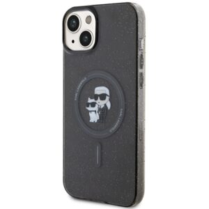 Karl Lagerfeld KLHMP15SHGKCNOK Apple iPhone 15/ 14 / 13 6.1" juodos spalvos kietas dėklas Karl&Choupette Glitter - Image 2