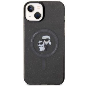 Karl Lagerfeld KLHMP15SHGKCNOK Apple iPhone 15/ 14 / 13 6.1" juodos spalvos kietas dėklas Karl&Choupette Glitter - Image 3