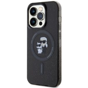 Karl Lagerfeld KLHMP15LHGKCNOK Apple iPhone 15 Pro 6.1" juodos spalvos kietas dėklas Karl&Choupette Glitter MagSaf - Image 2