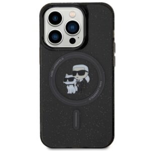 Karl Lagerfeld KLHMP15LHGKCNOK Apple iPhone 15 Pro 6.1" juodos spalvos kietas dėklas Karl&Choupette Glitter MagSaf - Image 3