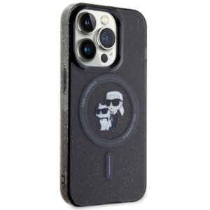 Karl Lagerfeld KLHMP15LHGKCNOK Apple iPhone 15 Pro 6.1" juodos spalvos kietas dėklas Karl&Choupette Glitter MagSaf - Image 4