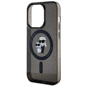 Karl Lagerfeld KLHMP15LHGKCNOK Apple iPhone 15 Pro 6.1" juodos spalvos kietas dėklas Karl&Choupette Glitter MagSaf - Image 6
