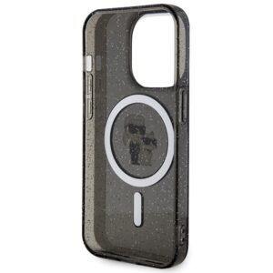 Karl Lagerfeld KLHMP15LHGKCNOK Apple iPhone 15 Pro 6.1" juodos spalvos kietas dėklas Karl&Choupette Glitter MagSaf - Image 7
