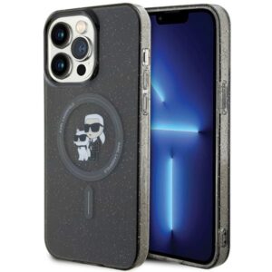 Karl Lagerfeld KLHMP15XHGKCNOK Apple iPhone 15 Pro Max 6.7" juodos spalvos kietas dėklas Karl&Choupette Glitter Ma - Image 1