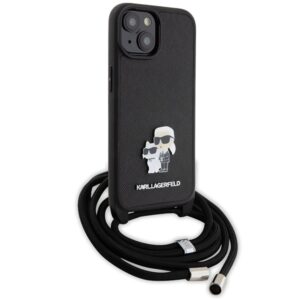 Karl Lagerfeld KLHCP15SSAKCPSK Apple iPhone 15/ 14 / 13 6.1" kietas dėklas juodos spalvos Crossbody Saffiano Meta - Image 3