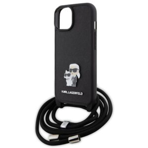 Karl Lagerfeld KLHCP15SSAKCPSK Apple iPhone 15/ 14 / 13 6.1" kietas dėklas juodos spalvos Crossbody Saffiano Meta - Image 5