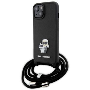 Karl Lagerfeld KLHCP15MSAKCPSK Apple iPhone 15 Plus / 14 Plus 6.7" kietas dėklas juodos spalvos Crossbody Saffiano - Image 1