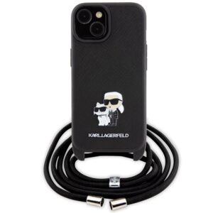 Karl Lagerfeld KLHCP15MSAKCPSK Apple iPhone 15 Plus / 14 Plus 6.7" kietas dėklas juodos spalvos Crossbody Saffiano - Image 2
