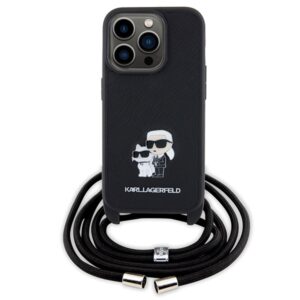 Karl Lagerfeld KLHCP15LSAKCPSK Apple iPhone 15 Pro 6.1" kietas dėklas juodos spalvos Crossbody Saffiano Metal Pin - Image 2