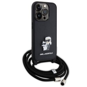 Karl Lagerfeld KLHCP15LSAKCPSK Apple iPhone 15 Pro 6.1" kietas dėklas juodos spalvos Crossbody Saffiano Metal Pin - Image 3