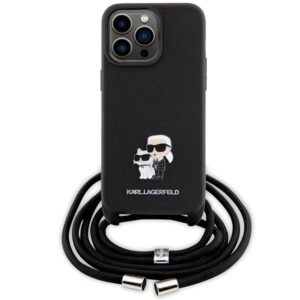 Karl Lagerfeld KLHCP15XSAKCPSK Apple iPhone 15 Pro Max 6.7" kietas dėklas juodos spalvos Crossbody Saffiano Metal - Image 2