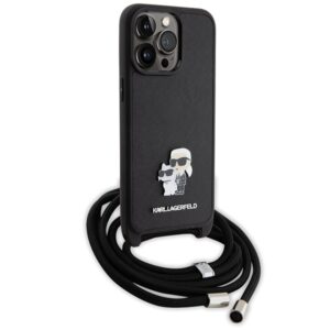 Karl Lagerfeld KLHCP15XSAKCPSK Apple iPhone 15 Pro Max 6.7" kietas dėklas juodos spalvos Crossbody Saffiano Metal - Image 3