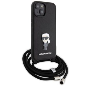 Karl Lagerfeld KLHCP15SSASKNPSK Apple iPhone 15 / 14 / 13 6.1" kietas dėklas juodos spalvos Crossbody Saffiano Mon - Image 3